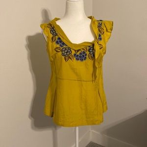 bright olive embroidered blouse